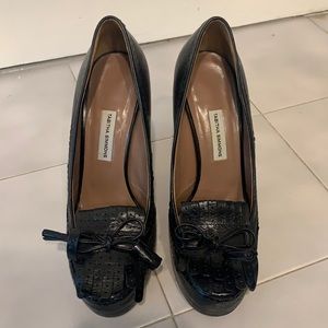 Tabitha Simmons, 38, tassle/tongue platform heel